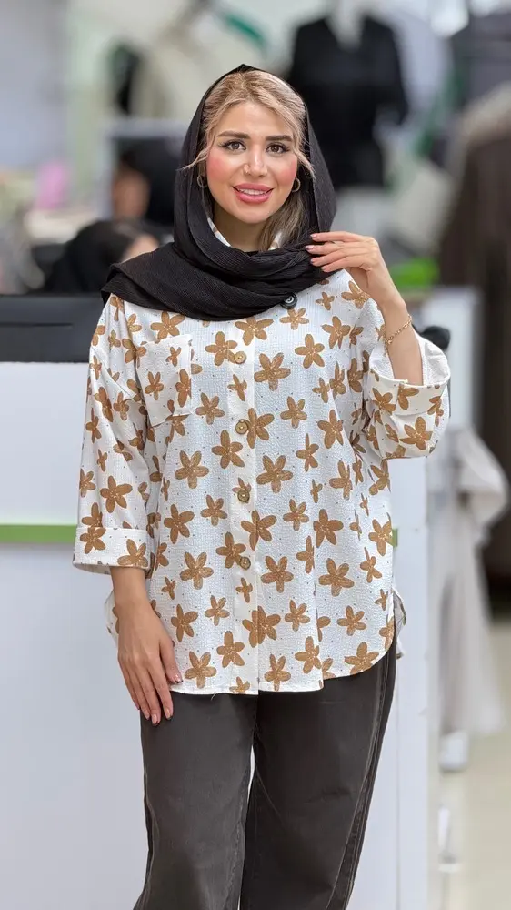 شومیز یقه هفت گلدار